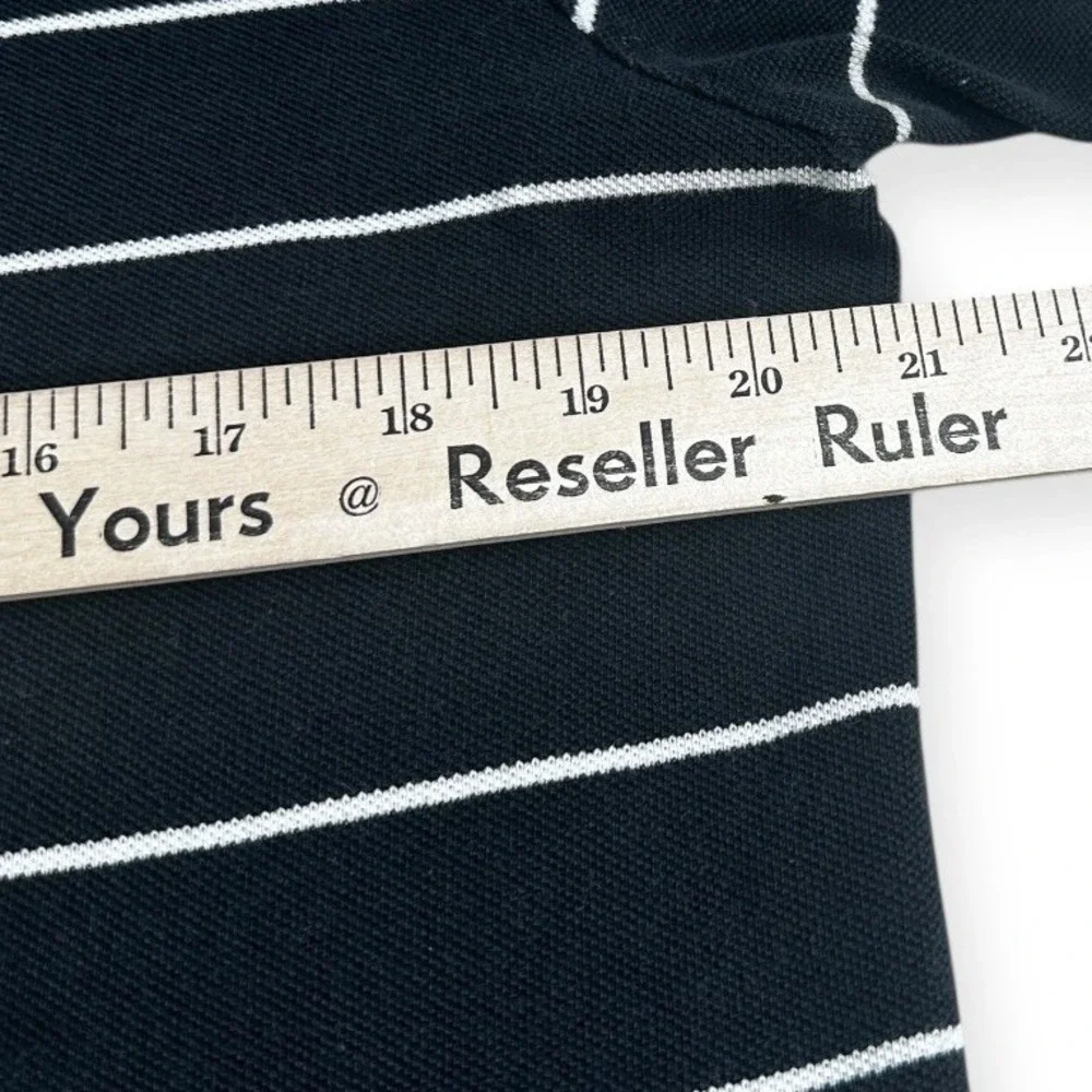 Polo‎ Ralph Lauren Mens Custom Fit Striped Polo Shirt Black White Large Cotton